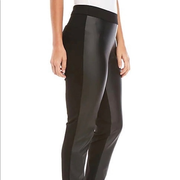 Sharagano Pants - Sharagano Faux Leather Panel Leggings Size M